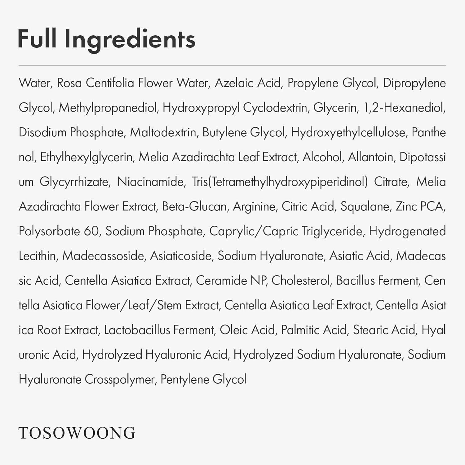 image:imageTOSOWOONG Azelaic Acid 10 Face Serum Rosacea care Redness Soothing and Blemish Centella Asiatica for Acneprone Niacinamide Hyaluronic Acid Korean Skincare Natural Color 33 ml 111 fl oz