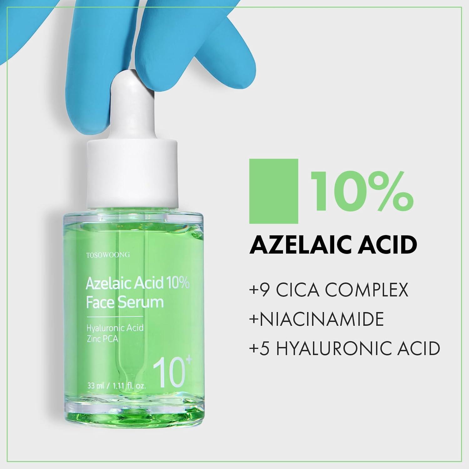 image:imageTOSOWOONG Azelaic Acid 10 Face Serum Rosacea care Redness Soothing and Blemish Centella Asiatica for Acneprone Niacinamide Hyaluronic Acid Korean Skincare Natural Color 33 ml 111 fl oz